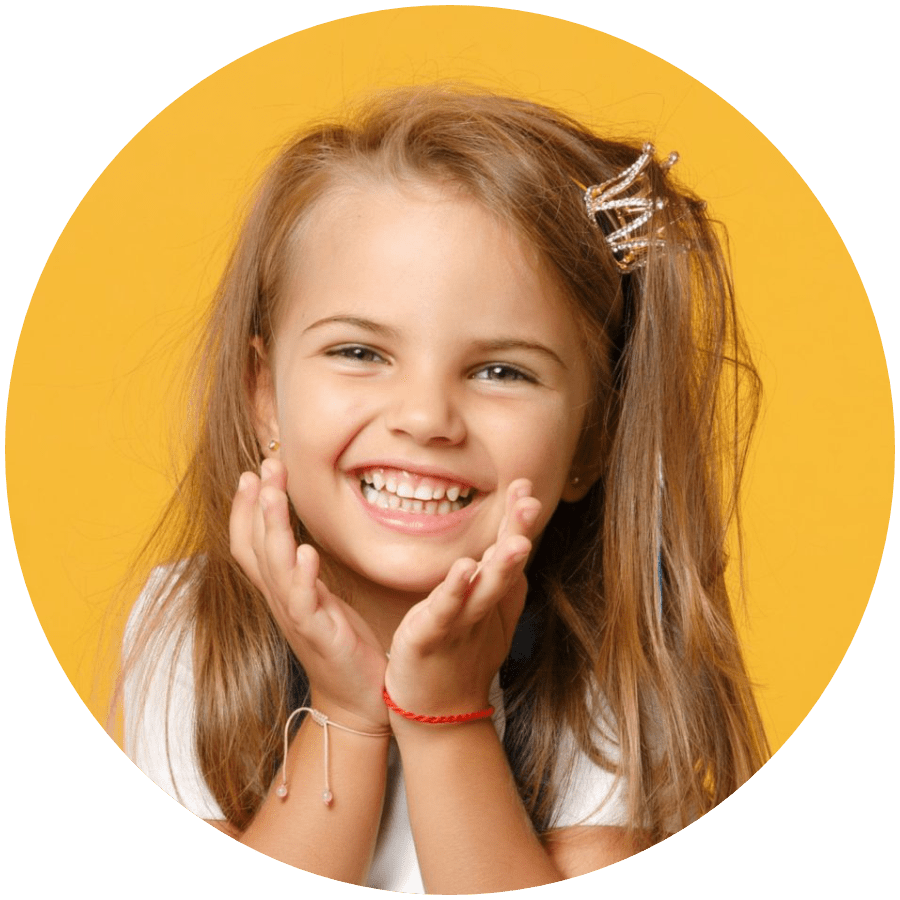 child smiling with braces